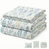 Juego de Sabanas Botanic Print Blanco para colchón Semidoble 120 X 190 Cm 200 Hilos Con Elastico - SABANAS | Bylmo