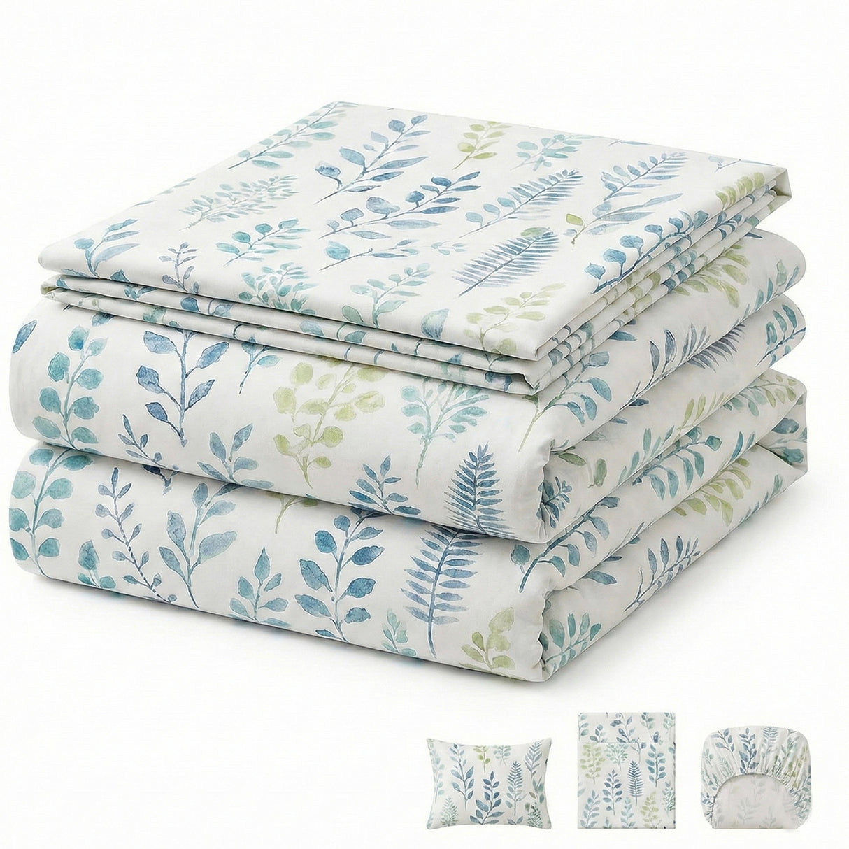 Juego de Sabanas Botanic Print Blanco para colchón Doble 140 X 190 Cm 200 Hilos Con Elastico - SABANAS | Bylmo