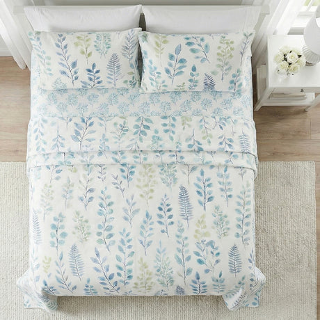 Juego de Sabanas Botanic Print Blanco para colchón Queen 160 X 190 Cm 200 Hilos Con Elastico - SABANAS | Bylmo