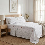 Juego de Sabanas Butterfly Print Blanco para colchón Queen 160 X 190 Cm 200 Hilos Con Elastico - SABANAS | Bylmo