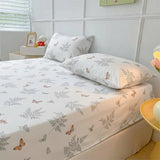 Juego de Sabanas Butterfly Print Blanco para colchón King 200 X 200 Cm 200 Hilos Con Elastico - SABANAS | Bylmo