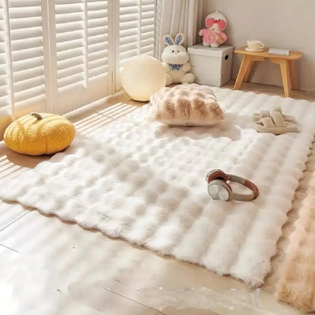 Tapete de Sala Terciopelo Marfil 90x150cm Rectangular Muy Suave Pet Friendly - TAPETES Y ALFOMBRAS | Bylmo