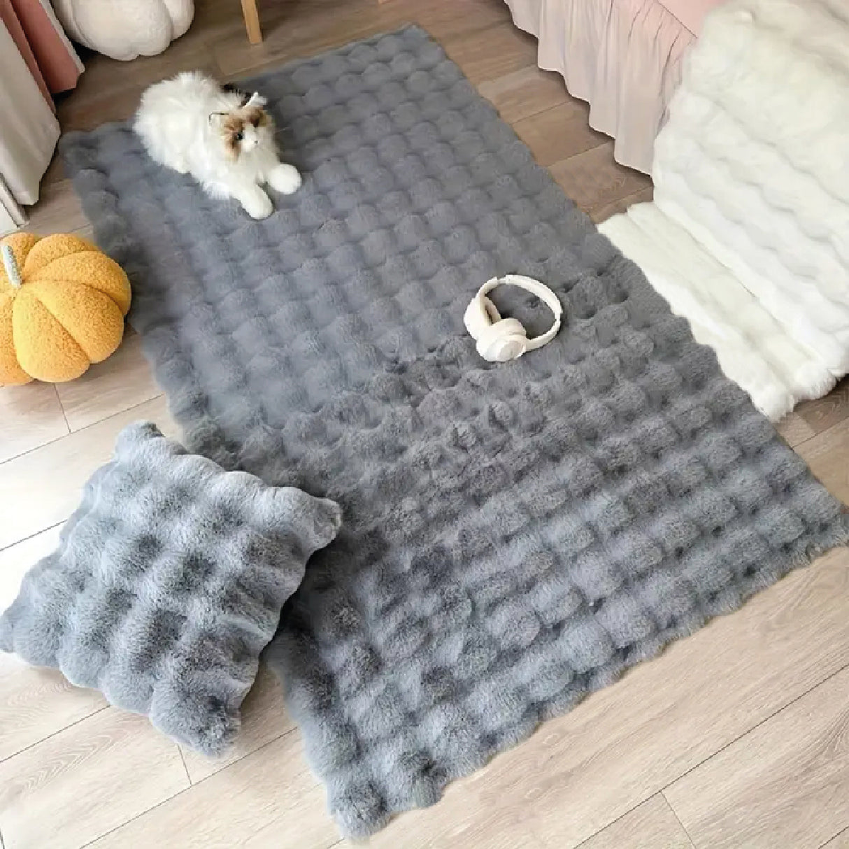 Tapete de Sala Terciopelo Gris Claro 90x150cm Rectangular Muy Suave Pet Friendly - TAPETES Y ALFOMBRAS | Bylmo