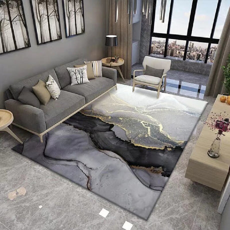 Tapete de Sala Persa Estela de Oro Petróleo 150x180cm Rectangular Muy Suave Pet Friendly - TAPETES Y ALFOMBRAS | Bylmo