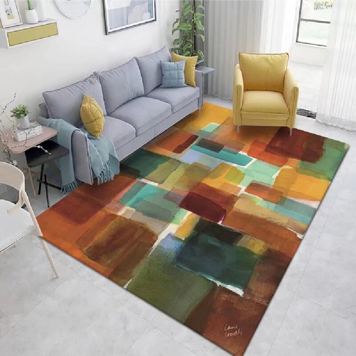Tapete de Sala Persa Mosaic Petróleo 150x180cm Rectangular Muy Suave Pet Friendly - TAPETES Y ALFOMBRAS | Bylmo