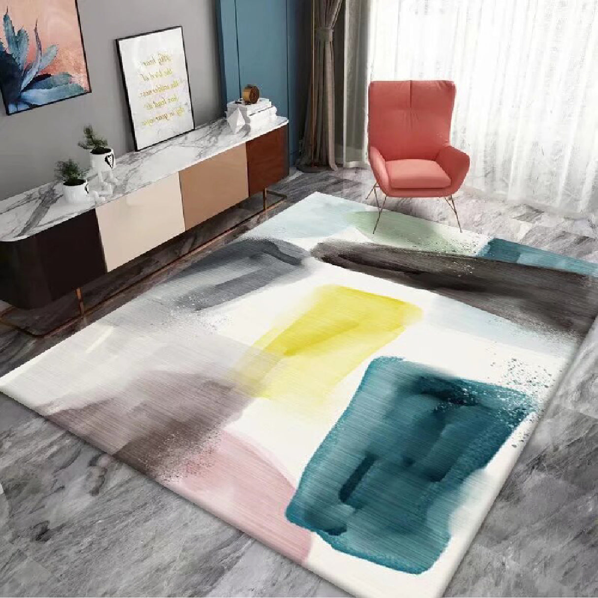 Tapete de Sala Persa Riviera Petróleo 150x180cm Rectangular Muy Suave Pet Friendly - TAPETES Y ALFOMBRAS | Bylmo