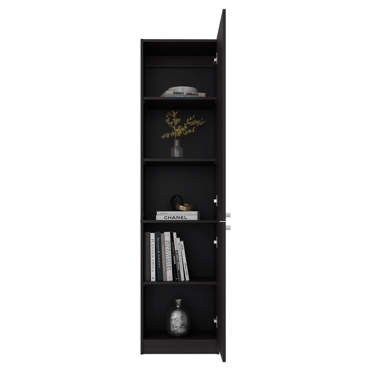 Estantería Home M5 Wengue 45x180.6cm Rectangular con Tres Entrepaños y Dos Puertas - BIBLIOTECAS Y ESTANTERIAS | Bylmo