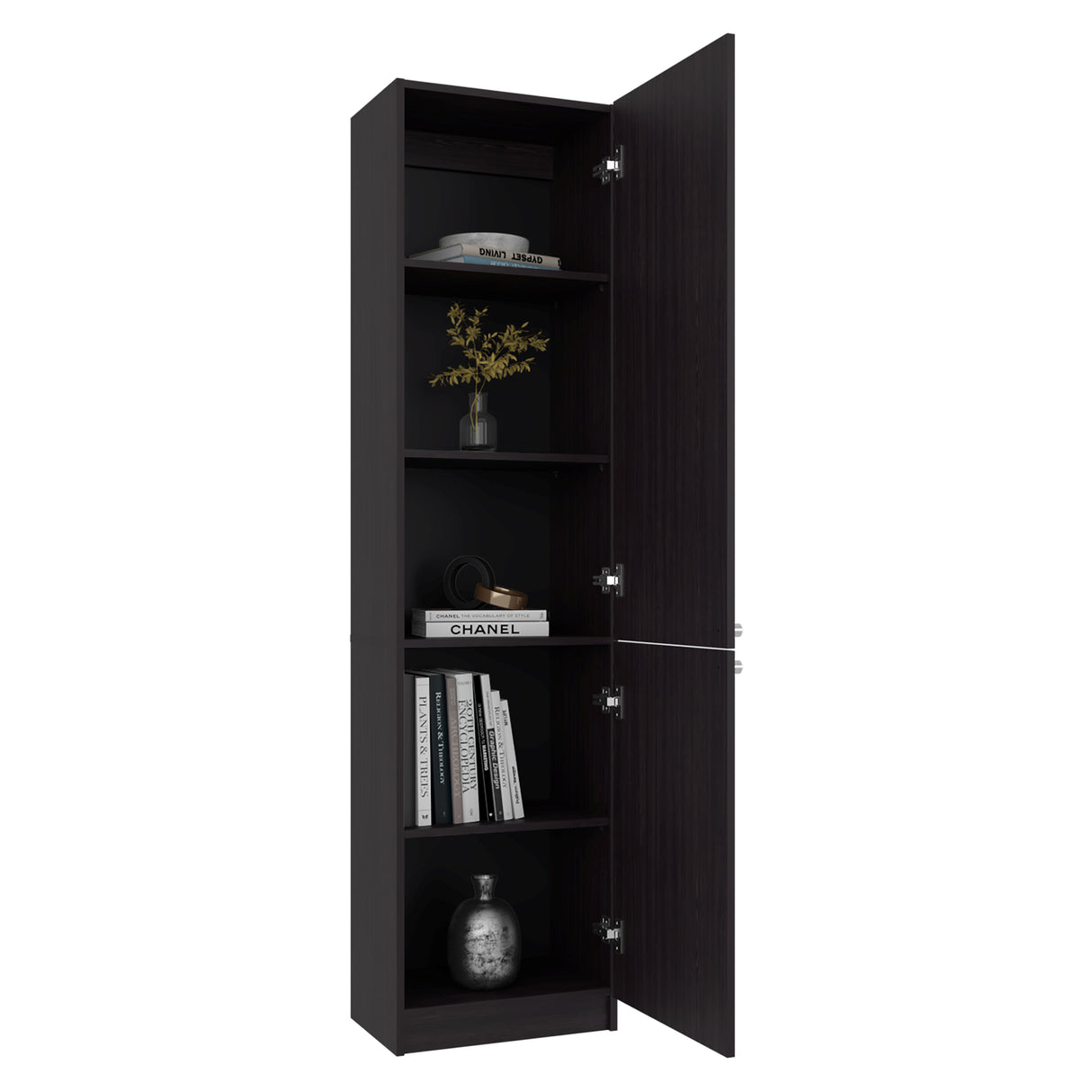 Estantería Home M5 Wengue 45x180.6cm Rectangular con Tres Entrepaños y Dos Puertas - BIBLIOTECAS Y ESTANTERIAS | Bylmo
