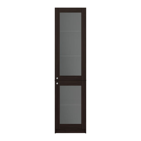 Estantería Home M6 Nogal y Negro 45x180.6cm Rectangular con Tres Entrepaños y Dos Puertas con Vidrio - BIBLIOTECAS Y ESTANTERIAS | Bylmo