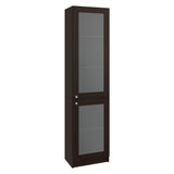 Estantería Home M6 Nogal y Negro 45x180.6cm Rectangular con Tres Entrepaños y Dos Puertas con Vidrio - BIBLIOTECAS Y ESTANTERIAS | Bylmo