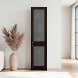 Estantería Home M6 Nogal y Negro 45x180.6cm Rectangular con Tres Entrepaños y Dos Puertas con Vidrio - BIBLIOTECAS Y ESTANTERIAS | Bylmo