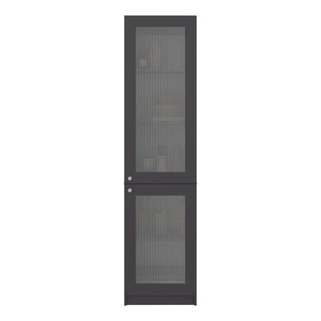 Estantería Home M6 Plomo y Blanco 45x180.6cm Rectangular con Tres Entrepaños y Dos Puertas con Vidrio - BIBLIOTECAS Y ESTANTERIAS | Bylmo