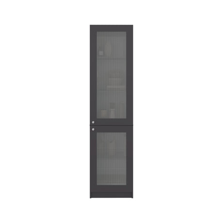 Estantería Home M6 Plomo y Blanco 45x180.6cm Rectangular con Tres Entrepaños y Dos Puertas con Vidrio - BIBLIOTECAS Y ESTANTERIAS | Bylmo