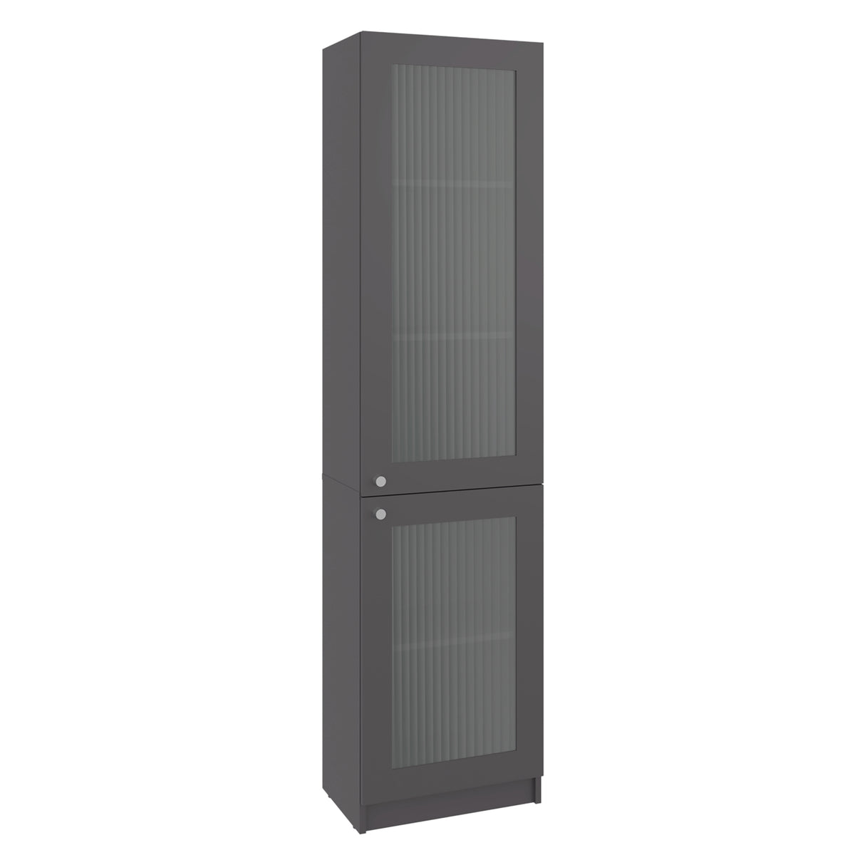 Estantería Home M6 Plomo y Blanco 45x180.6cm Rectangular con Tres Entrepaños y Dos Puertas con Vidrio - BIBLIOTECAS Y ESTANTERIAS | Bylmo