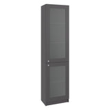 Estantería Home M6 Plomo y Blanco 45x180.6cm Rectangular con Tres Entrepaños y Dos Puertas con Vidrio - BIBLIOTECAS Y ESTANTERIAS | Bylmo
