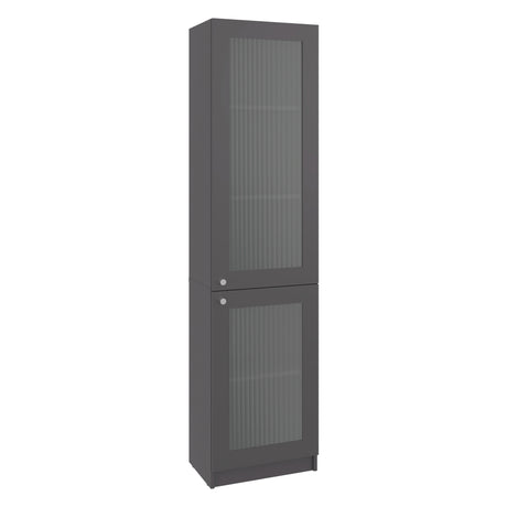 Estantería Home M6 Plomo y Blanco 45x180.6cm Rectangular con Tres Entrepaños y Dos Puertas con Vidrio - BIBLIOTECAS Y ESTANTERIAS | Bylmo