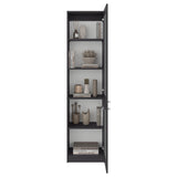 Estantería Home M6 Plomo y Blanco 45x180.6cm Rectangular con Tres Entrepaños y Dos Puertas con Vidrio - BIBLIOTECAS Y ESTANTERIAS | Bylmo