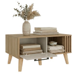 Mesa de Centro Vance Capri y Fresno Europeo 80x40cm Rectangular con Patas y Compartimiento - MESAS DE CENTRO | Bylmo