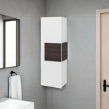 Gabinete de Baño Vanguard Blanco y Nogal 32x97.5cm Rectangular con Dos Entrepaños y Una Puerta - GABINETES DE BANHO | Bylmo
