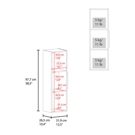 Gabinete de Baño Vanguard Blanco y Wengue 32x97.5cm Rectangular con Dos Entrepaños y Una Puerta - GABINETES DE BANHO | Bylmo
