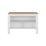 Isla de Cocina Cala Blanco y Fresno 138.3x90cm Con Tres Compartimientos y Un Entrepaño - BARRAS Y MUEBLES AUXILIARES | Bylmo