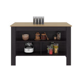 Isla de Cocina Cala Wengue y Fresno 138.3x90cm Con Tres Compartimientos y Un Entrepaño - BARRAS Y MUEBLES AUXILIARES | Bylmo