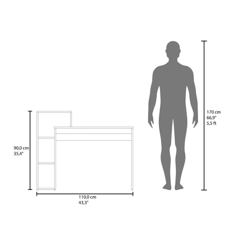 Escritorio Britt Wengue 110x90cm con Organizador de Libros - ESCRITORIOS | Bylmo