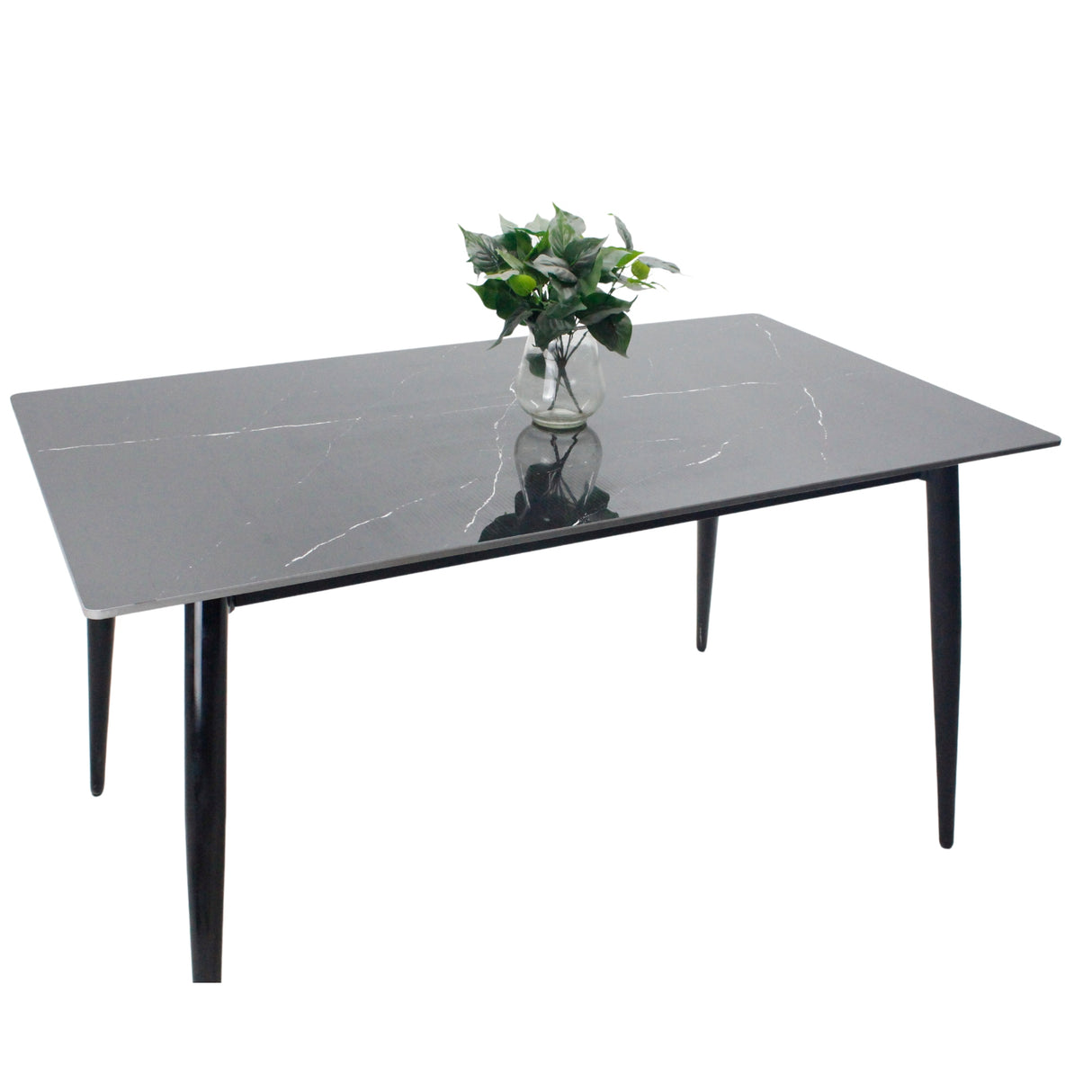 Juego de Comedor Genova Negro 140x75cm Rectangular de Cuatro Puestos con Cuatro Sillas