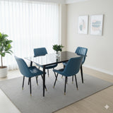 Juego de Comedor Genova Negro 140x75cm Rectangular de Cuatro Puestos con Cuatro Sillas