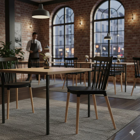 Silla de Comedor Atena Negro 43x84cm con Espaldar y Asisento Ovalado - SILLAS Y BUTACOS | Bylmo