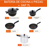Combo Olla a Presión Imusa SecuryPlus Gris y Negro de Siete Litros con Batería de Cocina - OLLAS Y SARTENES | Bylmo