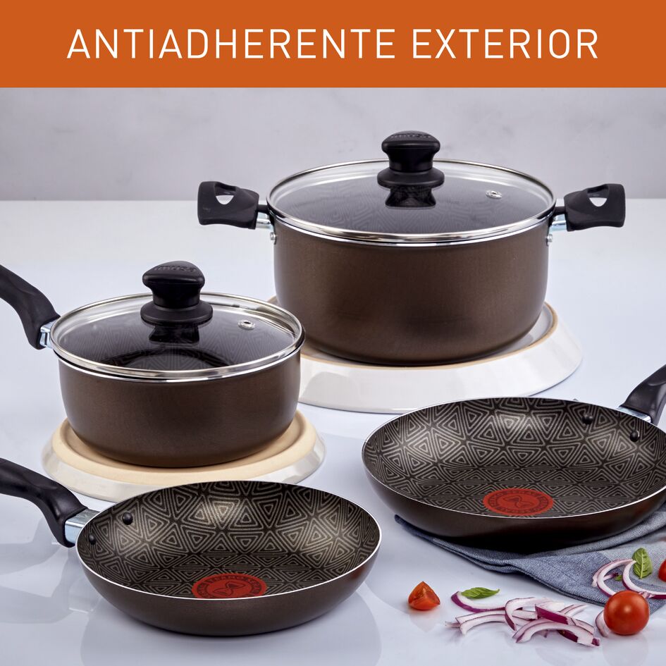 Combo Olla a Presión Imusa SecuryPlus Gris y Negro de Siete Litros con Batería de Cocina - OLLAS Y SARTENES | Bylmo