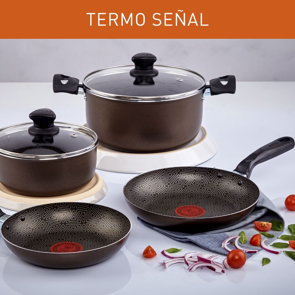 Combo Olla a Presión Imusa SecuryPlus Gris y Negro de Siete Litros con Batería de Cocina - OLLAS Y SARTENES | Bylmo
