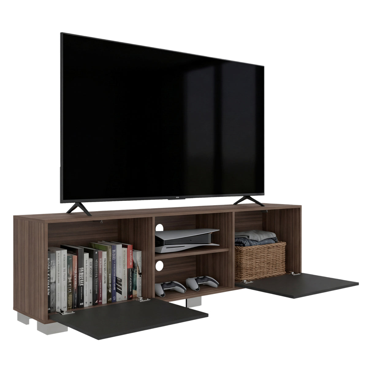 Rack de TV Classic Avellana y Wengue 180x52.5cm para TV Hasta 70" Pulgadas con Cuatro Compartimientos - MUEBLES DE TV | Bylmo