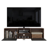 Rack de TV Classic Avellana y Wengue 180x52.5cm para TV Hasta 70" Pulgadas con Cuatro Compartimientos - MUEBLES DE TV | Bylmo