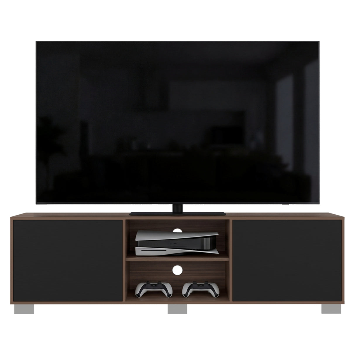 Rack de TV Classic Avellana y Wengue 180x52.5cm para TV Hasta 70" Pulgadas con Cuatro Compartimientos - MUEBLES DE TV | Bylmo