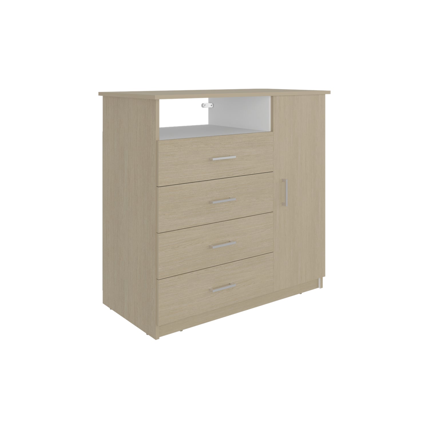Cómoda Z 91 Cartagena y Blanco 91x88.6cm De Cuatro Hileras con Cuatro Cajones y con Espacio para TV - CAJONERAS Y COMODAS | Bylmo