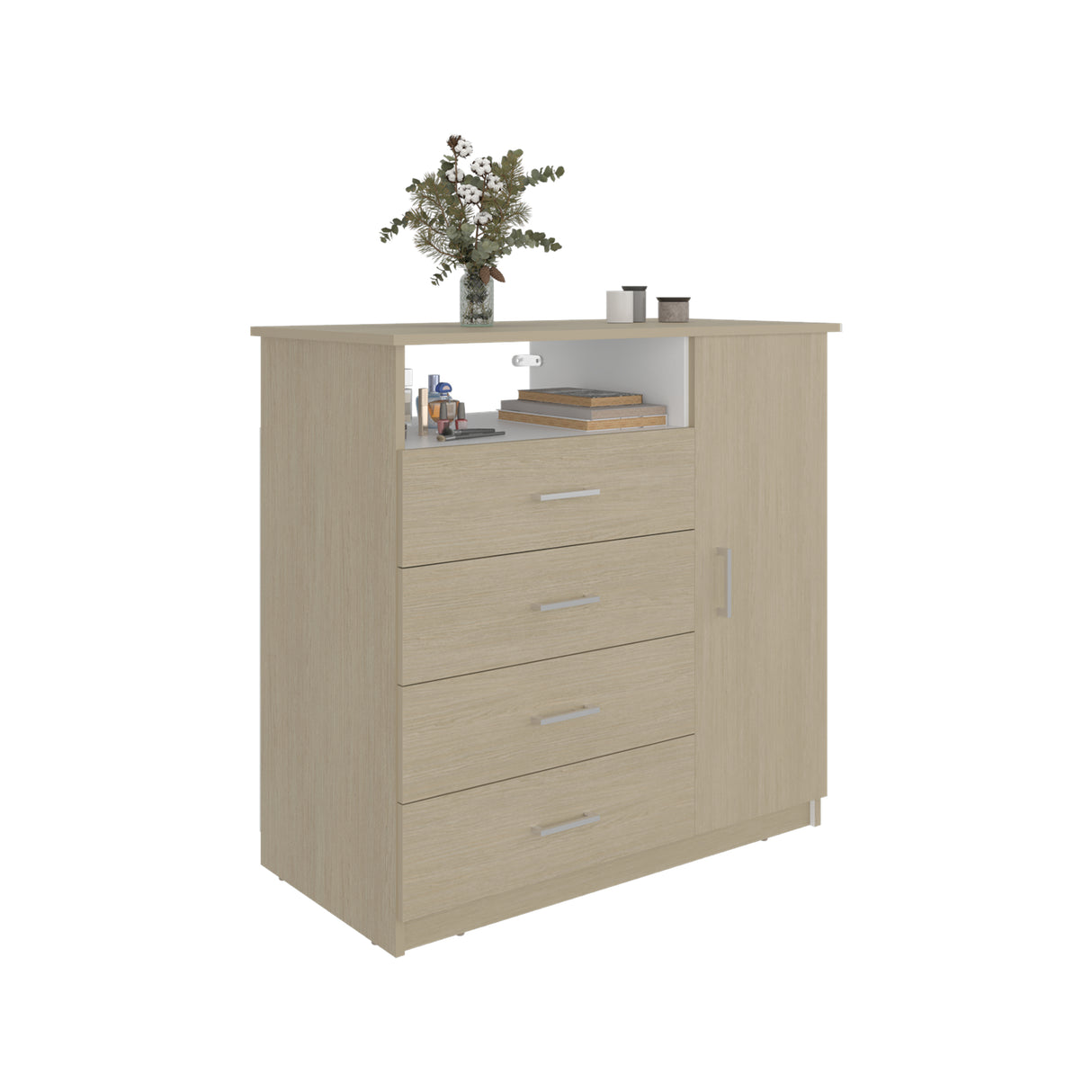 Cómoda Z 91 Cartagena y Blanco 91x88.6cm De Cuatro Hileras con Cuatro Cajones y con Espacio para TV - CAJONERAS Y COMODAS | Bylmo