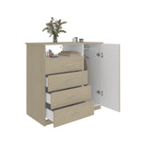 Cómoda Z 91 Cartagena y Blanco 91x88.6cm De Cuatro Hileras con Cuatro Cajones y con Espacio para TV - CAJONERAS Y COMODAS | Bylmo
