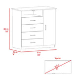 Cómoda Z 91 Cartagena y Blanco 91x88.6cm De Cuatro Hileras con Cuatro Cajones y con Espacio para TV - CAJONERAS Y COMODAS | Bylmo