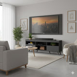 Combo Rack con Panel de Tv Florida Negro 175x63cm para Tv Hasta 65" Pulgadas con Dos Cajones y con Cuatro Compartimientos - MUEBLES DE TV | Bylmo