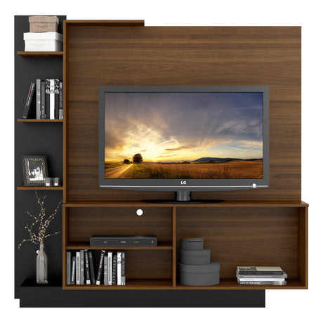 Centro de Entretenimiento Colon Negro y Marrón 165x164cm para Tv Hasta 55" Pulgadas con Un Cajón y con Seis Compartimientos - MUEBLES DE TV | Bylmo