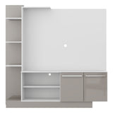 Centro de Entretenimiento Colon Blanco y Gris 165x164cm para Tv Hasta 55" Pulgadas con Un Cajón y con Seis Compartimientos - MUEBLES DE TV | Bylmo