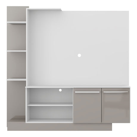 Centro de Entretenimiento Colon Blanco y Gris 165x164cm para Tv Hasta 55" Pulgadas con Un Cajón y con Seis Compartimientos - MUEBLES DE TV | Bylmo