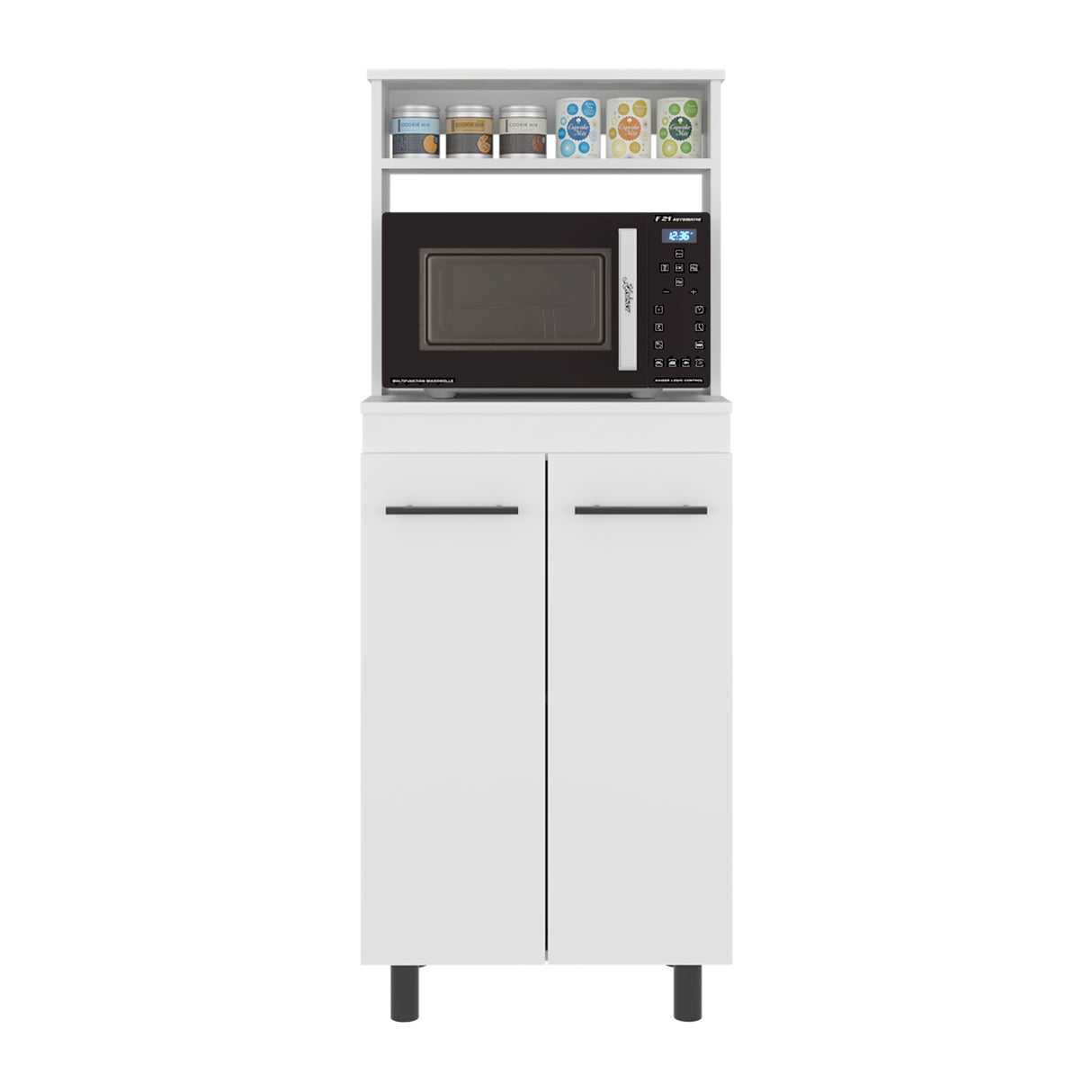 Mueble Microondas Alani Blanco 60x140cm con Dos Puertas y con Patas - ALACENAS Y MUEBLES MICROONDAS | Bylmo