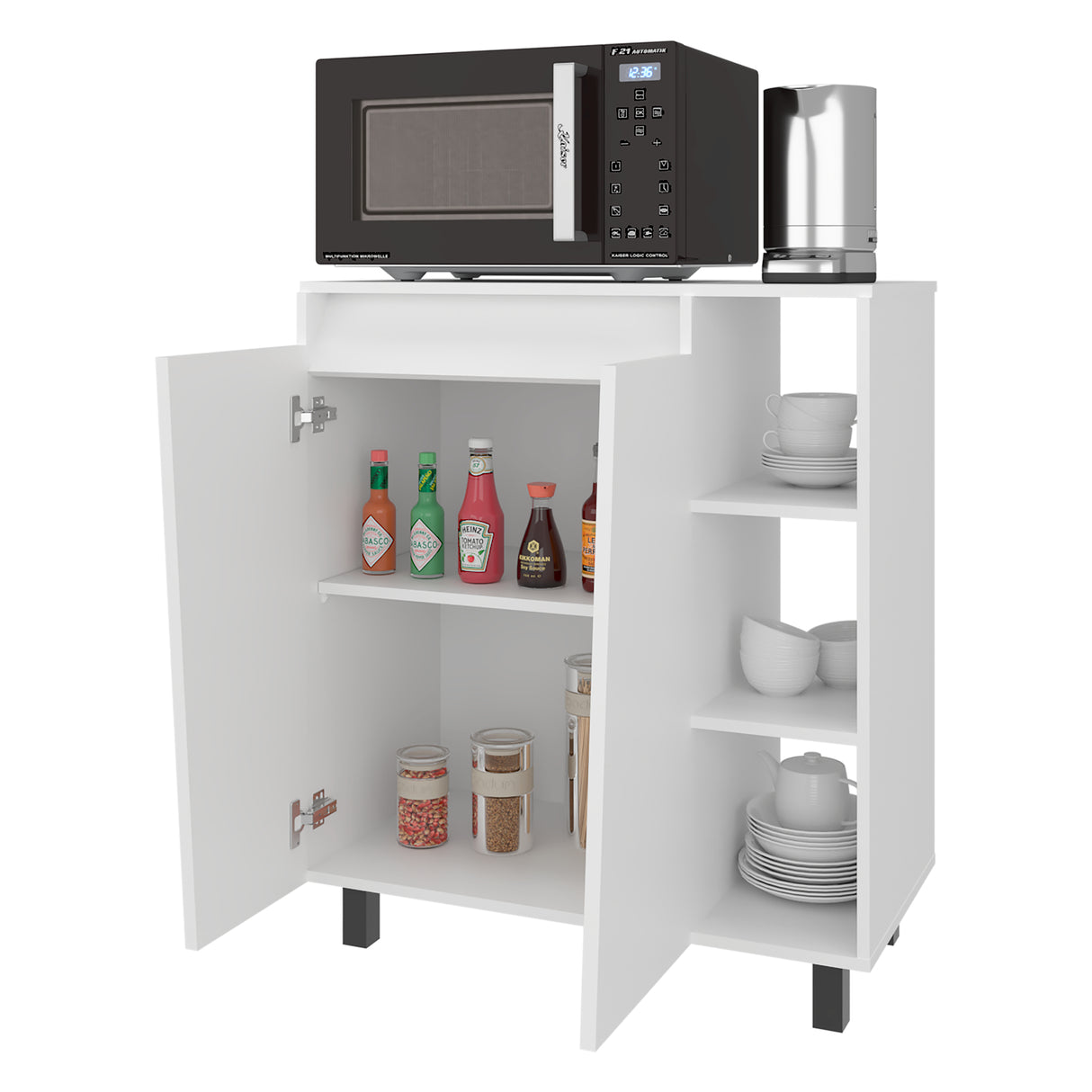 Mueble Microondas Cesena Blanco 80x92.2cm con Dos Puertas y con Patas - ALACENAS Y MUEBLES MICROONDAS | Bylmo