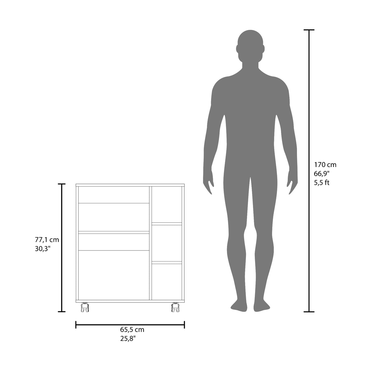 Carro Microondas Kaito Blanco 65.5x77.1cm con Una Puerta y con Ruedas - ALACENAS Y MUEBLES MICROONDAS | Bylmo