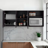 Mueble Superior de Cocina Hasselt Wengue 150x60cm con Tres Puertas y con Dos Entrepaños - MUEBLES SUPERIORES DE COCINA | Bylmo