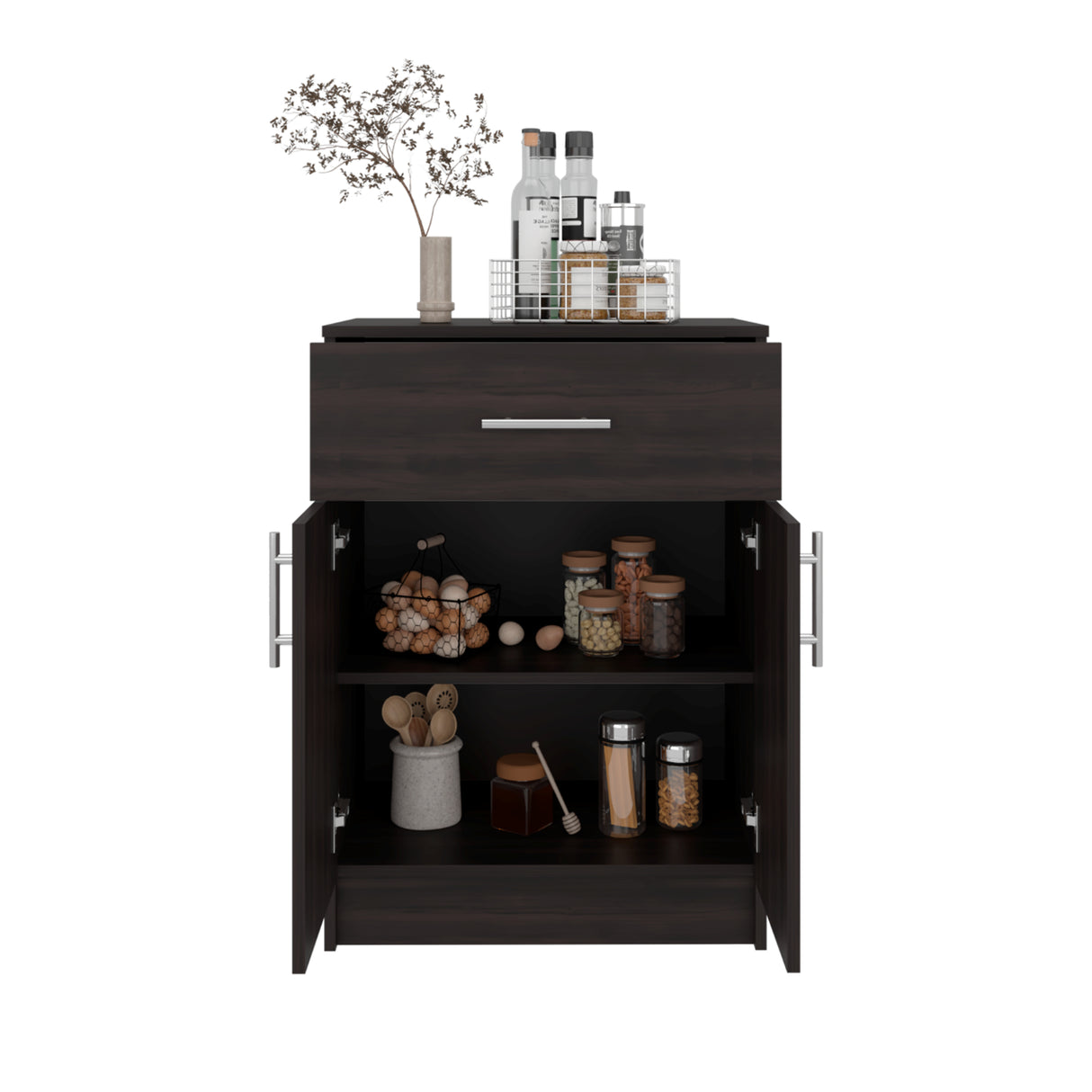 Mueble Auxiliar de Cocina Mayorca Nogal 60x85.1cm con Un Entrepaño - BARRAS Y MUEBLES AUXILIARES | Bylmo