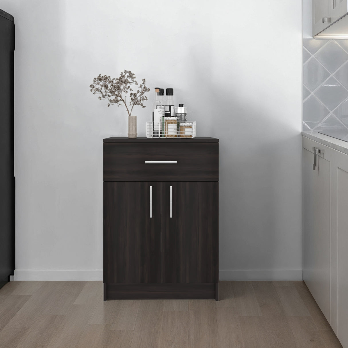 Mueble Auxiliar de Cocina Mayorca Nogal 60x85.1cm con Un Entrepaño - BARRAS Y MUEBLES AUXILIARES | Bylmo